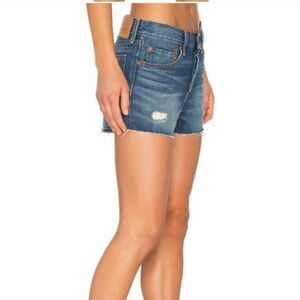 LEVI’S 501 California Tide Button Fly Mid Rise Distressed Raw Hem Cutoff Shorts